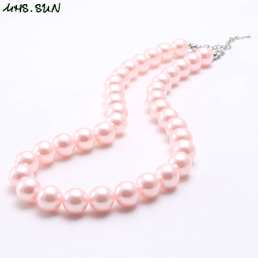 MHS.SUN Girl Kid Beaded Necklace Colorful Pearl Bubblegum Necklace For Baby Children Handmade Jewelry 1Pc