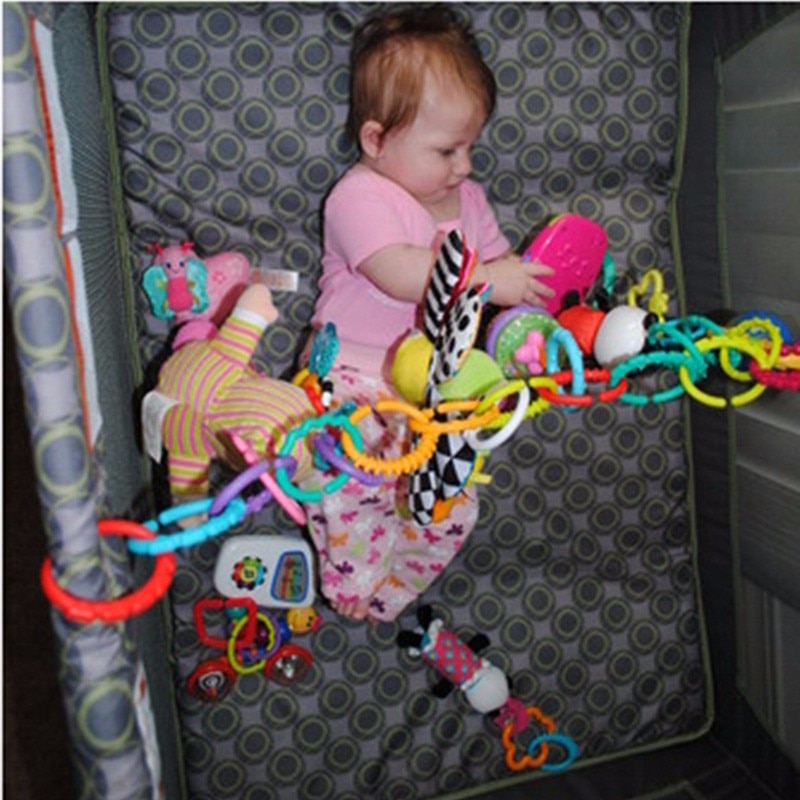 24 Stks/partij Baby Bijtring Speelgoed Kleurrijke Regenboog Ringen Baby Rammelaar Mobiles Wieg Bed Wandelwagen Opknoping Decoratie Educatief Speelgoed
