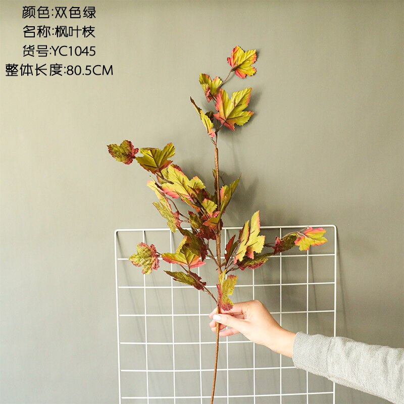 Foglie d'autunno ramo di albero di acero di seta ins vento pianta artificiale per la casa festa sbarra autunno decorazione fotografia puntelli: leggero verde