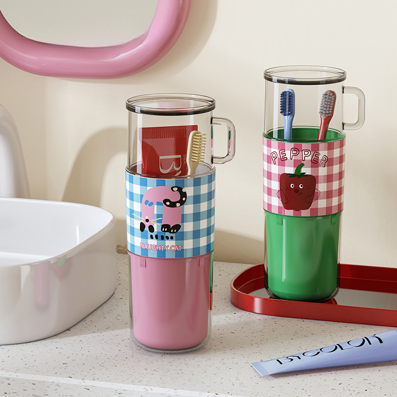 Zahnbürsten-Aufbewahrungsbox mit Griff, Travel Essential – tragbare Zahnbürsten-Aufbewahrungsbox, ausgestattet mit Reise-Mundwasserbecher