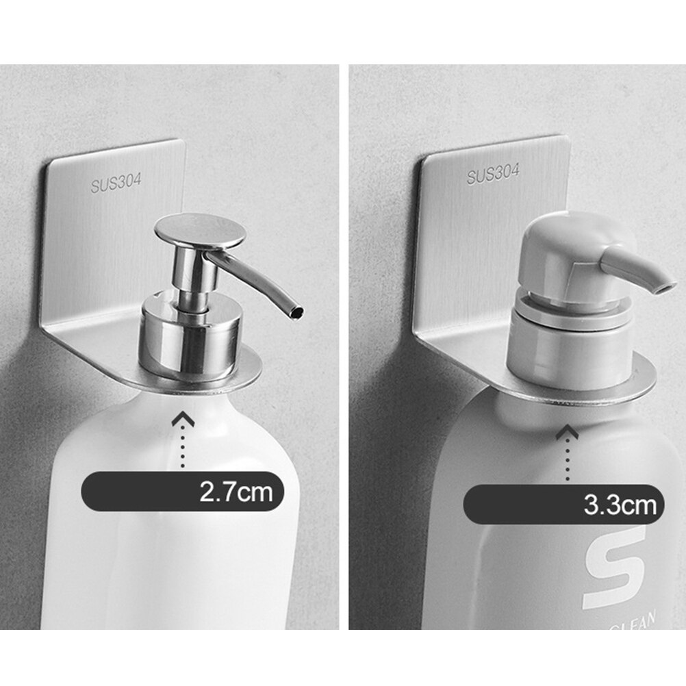 1Pc Wall Mounted Soap Bracket Stainless Steel Holder Soap Bottle Holder For Bathroom Silver Bathroom Accessories 3.3cm Pore