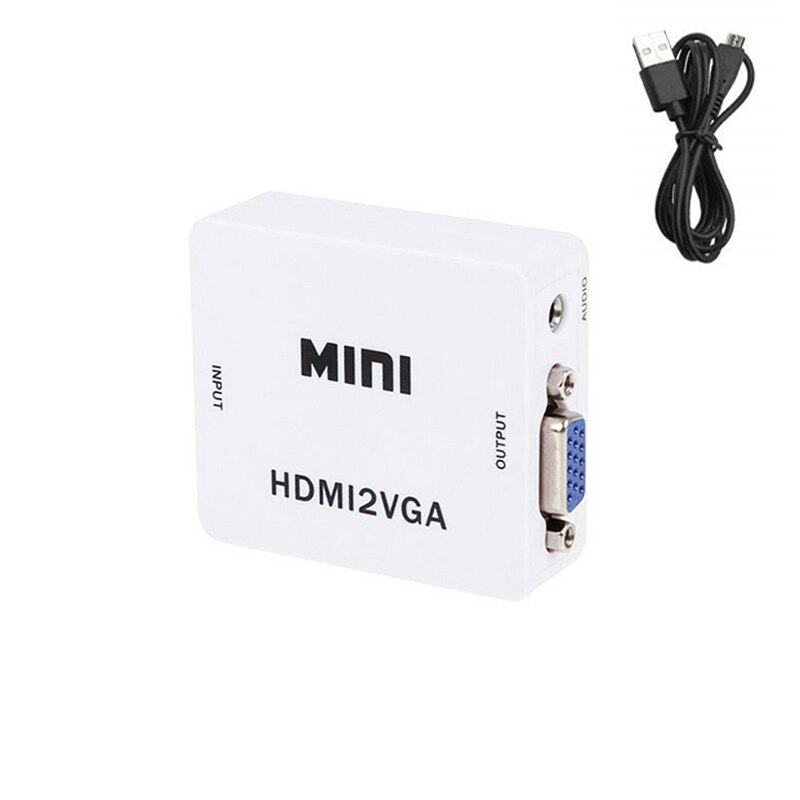Mini hdmi-kompatibel til vga adapter  hd2 vga  av2hd med lydkonverter digital analog av/cvbs l/r audio 1080p til pc bærbar hdtv: Hd til vga