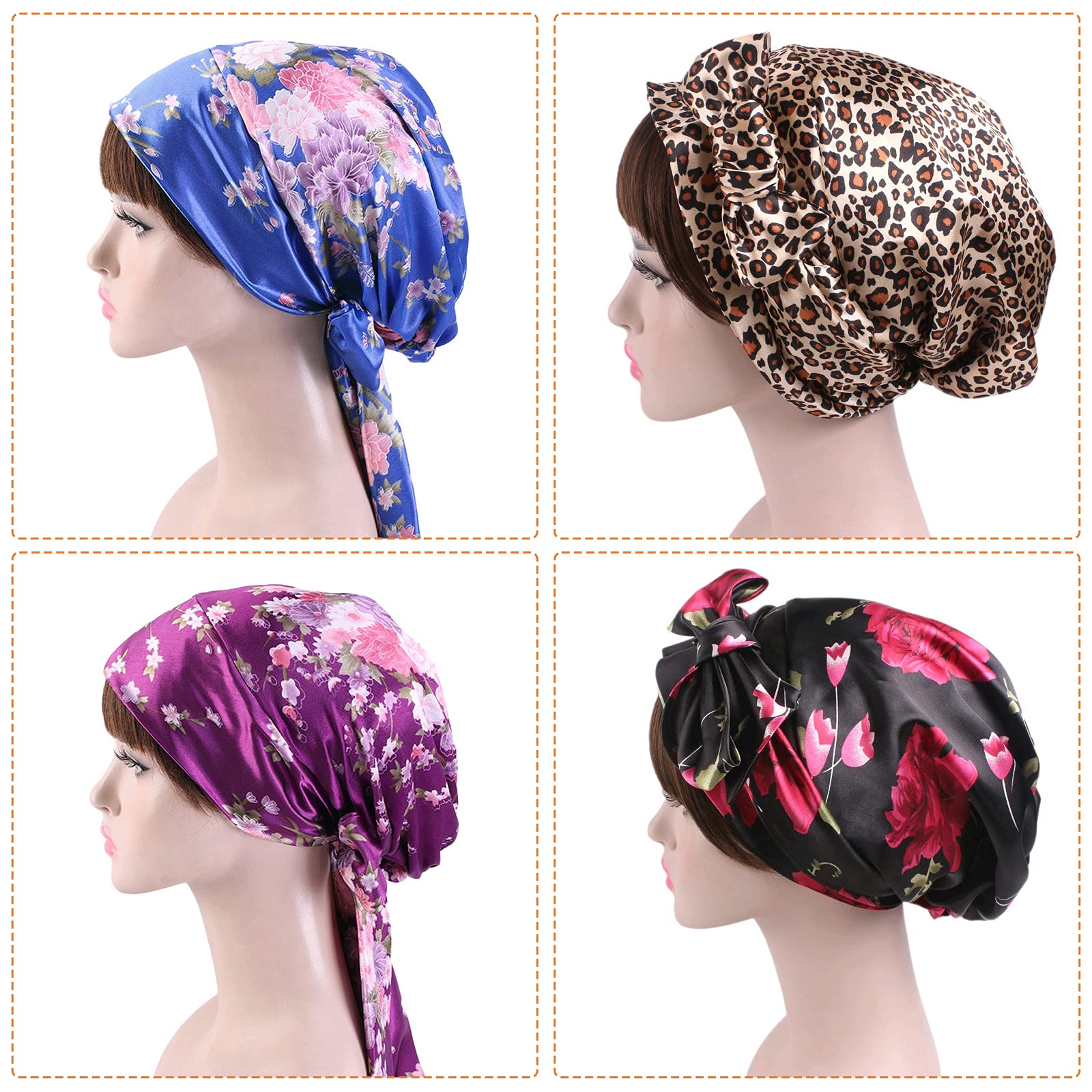 Print afrikansk hatt mjuk satin huvudduk sovmössa turban huvudskydd motorhuv huvudbonader för kvinnor headtie hijab kepsar