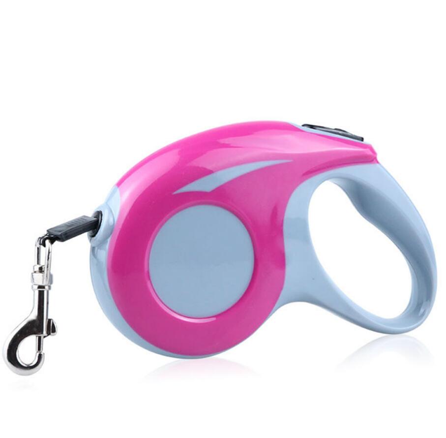 Reflecterende hondenriem nylon lint intrekbaar voor het uitlaten van kleine middelgrote grote hondenrassen automatisch uitschuifbare hondenriemen: Roos / 5m binnen 15kg huisdieren