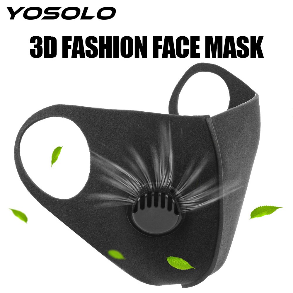 Yosolo Wasbare Herbruikbare Filter Anti Vervuiling PM2.5 Mond Gezicht Masker Zwarte Anti Carbon Maskers Spons Mond Masker