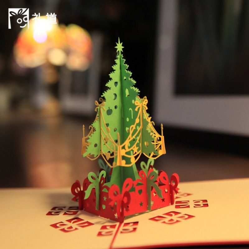 Christmas Stereo Greeting Card 3d Christmas Tree Wish Card Party Invitation Card