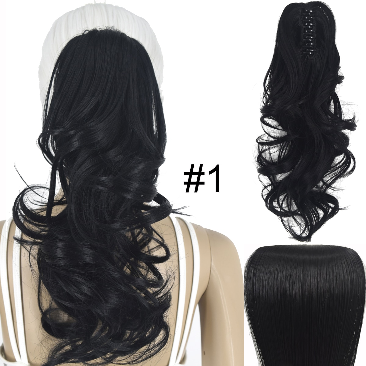 Topreety Hittebestendige Synthetische Haar 90gr 14 "35 Cm Golvend Claw Clip In/Op Paardenstaart Hair Extensions CP-222: 1