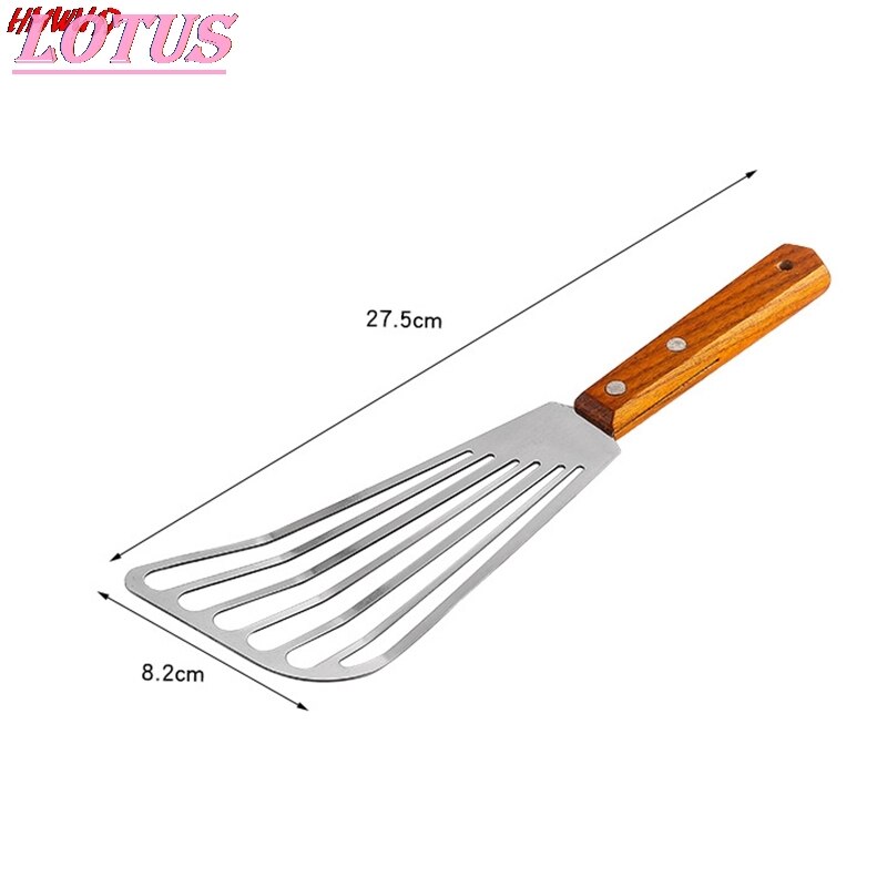 Stainless Steel Slotted Turner Fish Spatula With Wooden Handle Kitchen Tools
