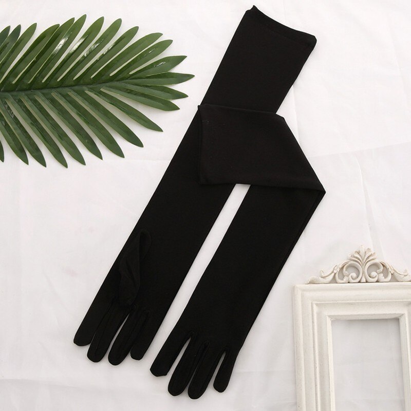 Zwart Goedkope Spandex Bruid Handschoenen van Bruiloft Accessoires Lange Gants Mariage Prom Party Paars Handschoenen S204: Black