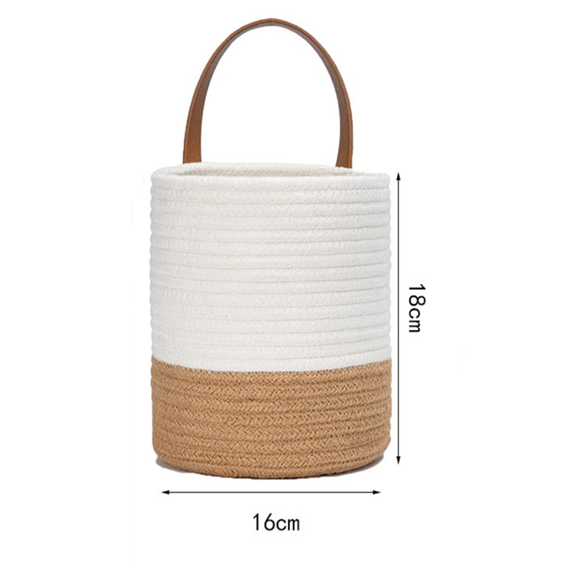 Woven Hanging Basket For Planters Rattan Wicker Baskets Garden Wall Decoration Wall-mounted Basket Storage Rack: White Brown16cm