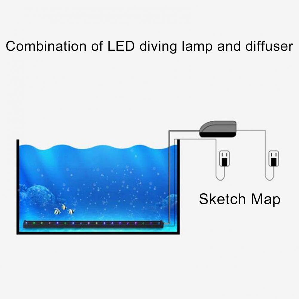 Fish Tank Lamp Colorful Increasing Oxygen Bubble Light Waterproof LED Decor Lamp for Aquarium