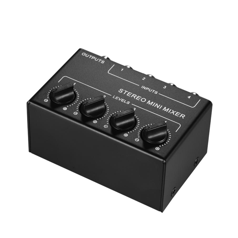 Mini Stereo Audio Mixer with 4-Channel RCA Inputs Separate Volume Controls Mixer Stereo Dispenser for Live Studio