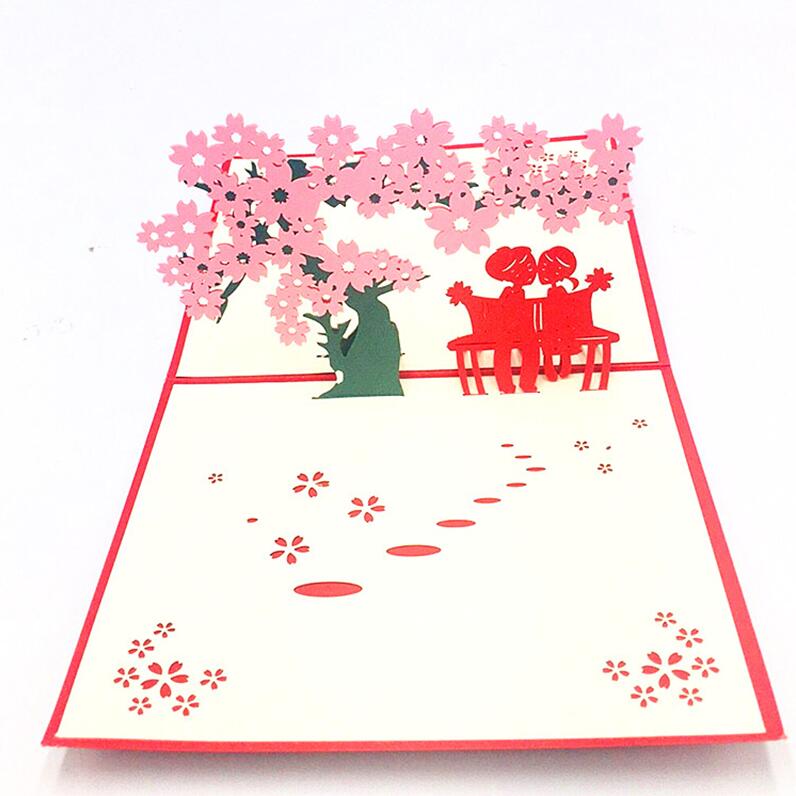 1 stücke Kirschblüte Liebhaber 3D Pop hoch Grußkarten Mit Umschläge Postkarte für Valentins Schild Geburtstag Party Hochzeit Dekoration: Ursprünglich Titel