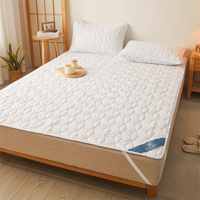 Waterdichte Matras Topper met Elastische Band Gewatteerde Protector Pad Sprei Winter Matrashoes voor Eenpersoons-/Dubbelbed 140/160: 140x190cm / WHITE