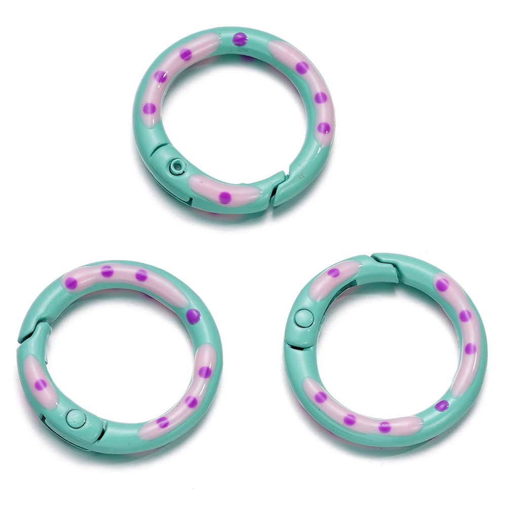 5pcs/lot Multicolor Metal Round Ring Spring Clasp Carabiner Keychain Clips Hook Dog Chain DIY Jewelry Buckle Connector Supplies: WHITE