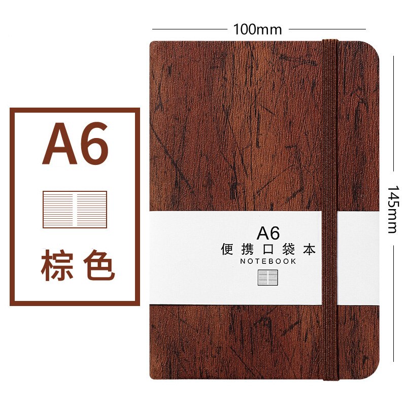 Kawaii 100 Sheets Portable Notebook A6 A7 Bullet Journal Notebook Foreign Languages Word Book Vocabulary Memory Study Stationery: A6 Brown