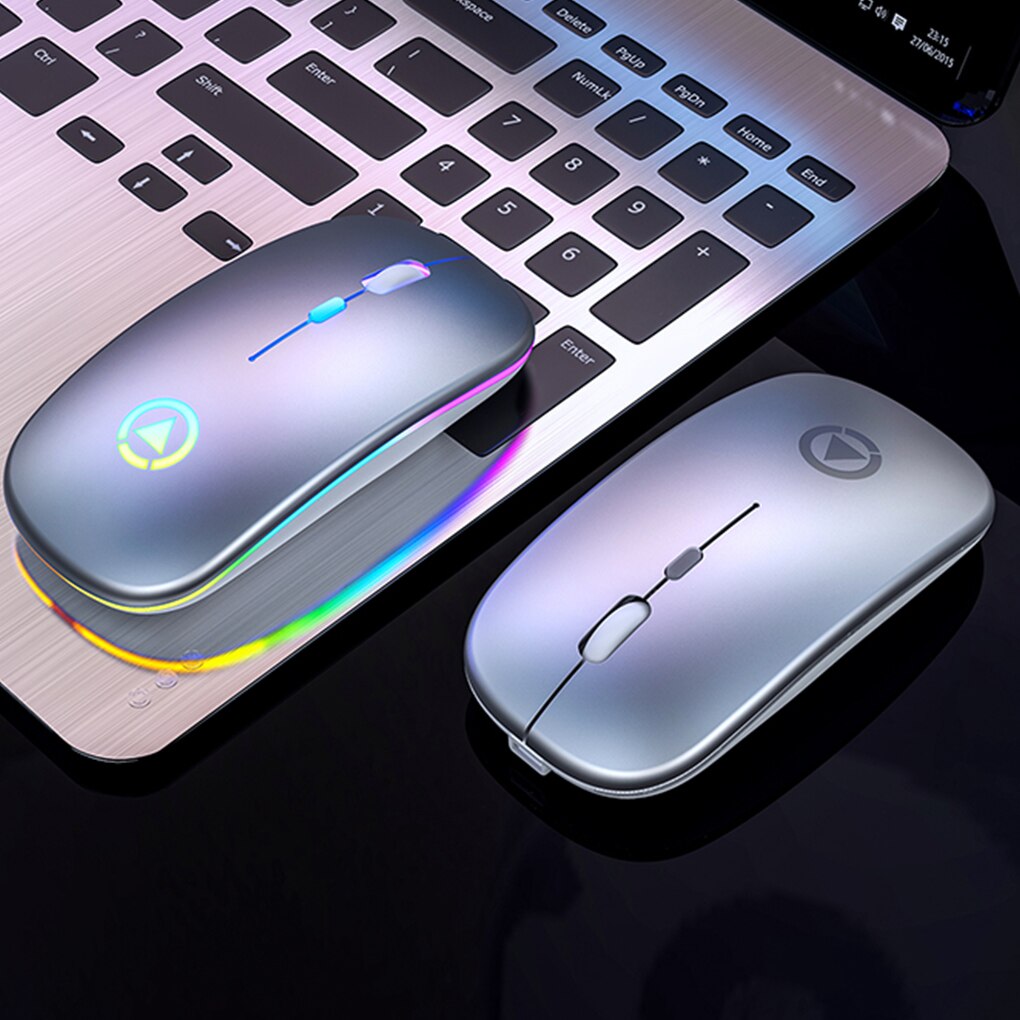 Ultra-thin LED Light Rechargeable & Battery Mouse 2.4GHz Digital Wireless Mute USB Optical Ergonomic Game Mouse Laptop Computer