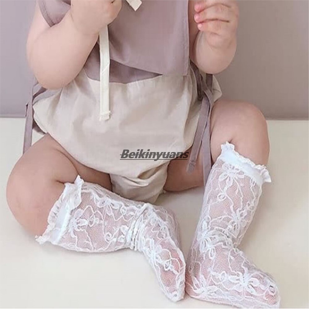 Ultra-Dunne Kinderen Sokken Effen Kleur Kant Meisje Mesh Buis Huidvriendelijke Ademende Sok Baby Prinses Stockiings wit Kant