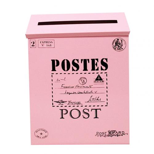 Vintage væghængende jern postkasse post postbreve avisæske vandtæt postkasse låsekasse hjem have oranment indretning: Lyserød