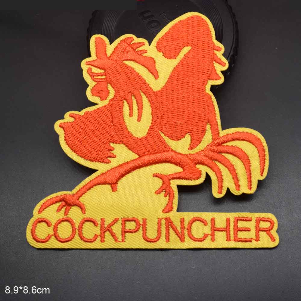 Cockpuncher Chinese Kongfu Master Cock Grappige Rode Geel Wu Tang Ijzer Op Geborduurd Kleding Patches Voor Man Jas Kleding: gongji (B11-2