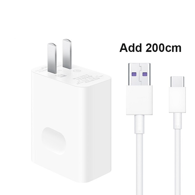 Originele Huawei Fast Charger 40W Supercharge Type C Kabel Voor Huawei P30 P40 P10 P20 Pro Lite Mate 9 10 Pro Mate 20 V20: US Add 200cm Cable