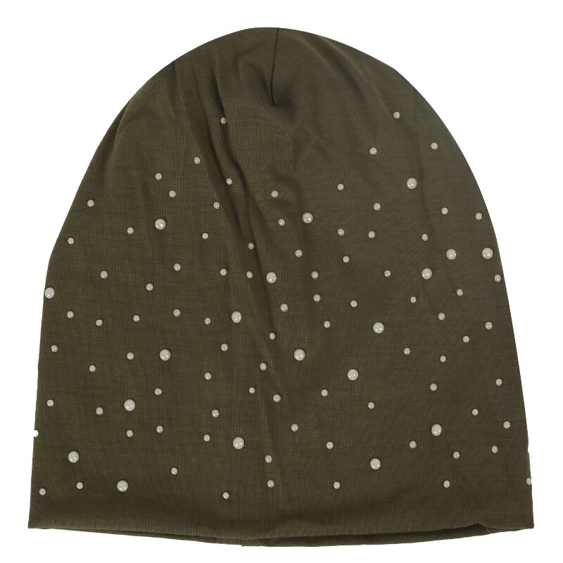 Geebro Women's Winter Slouchy Diamond Beanies &amp; Skullies Ladies Cotton Beanie Hat with Rhinestones Casual Thick Outdoor Ski Caps: Green