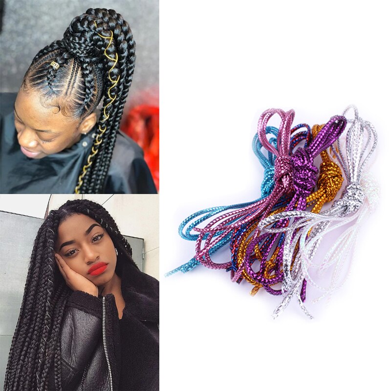 5 uds trenzas trenzado brillo Dreadlock cuentas elástica pelo trenzado cuerdas de largo 1M/Uds Accesorios para peinados