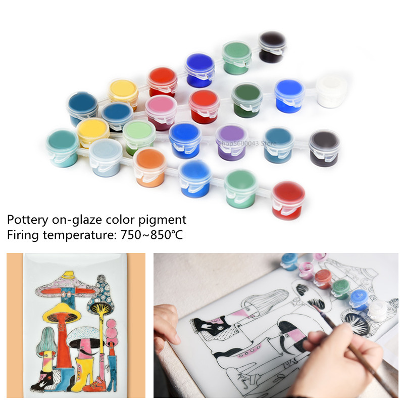 6-color Set Pottery Art on-glaze Color Pigment Jingdezhen Ceramic Painted Pigment Low Temperature Firing 750~850 Degrees