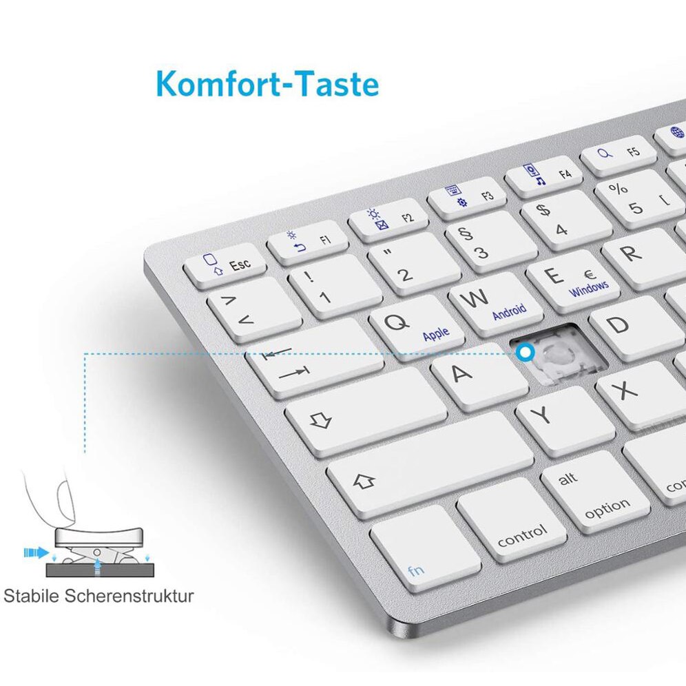 German QWERTZ Layout Bluetooth Keyboard Mouse Combo Wireless Bluetooth Mice Ultra Slim Mute for Mac iPad iOS Android Windows