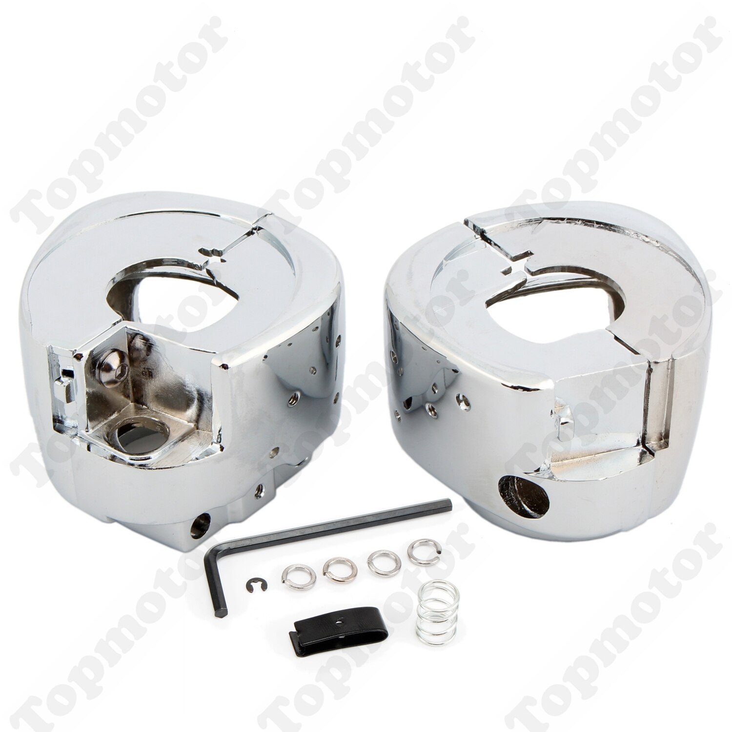 Chrome Motorcycle Parts Switch Housing Cover Kit +10 Cap CNC For Harley VRSC Dyna Road King UNDEFINED