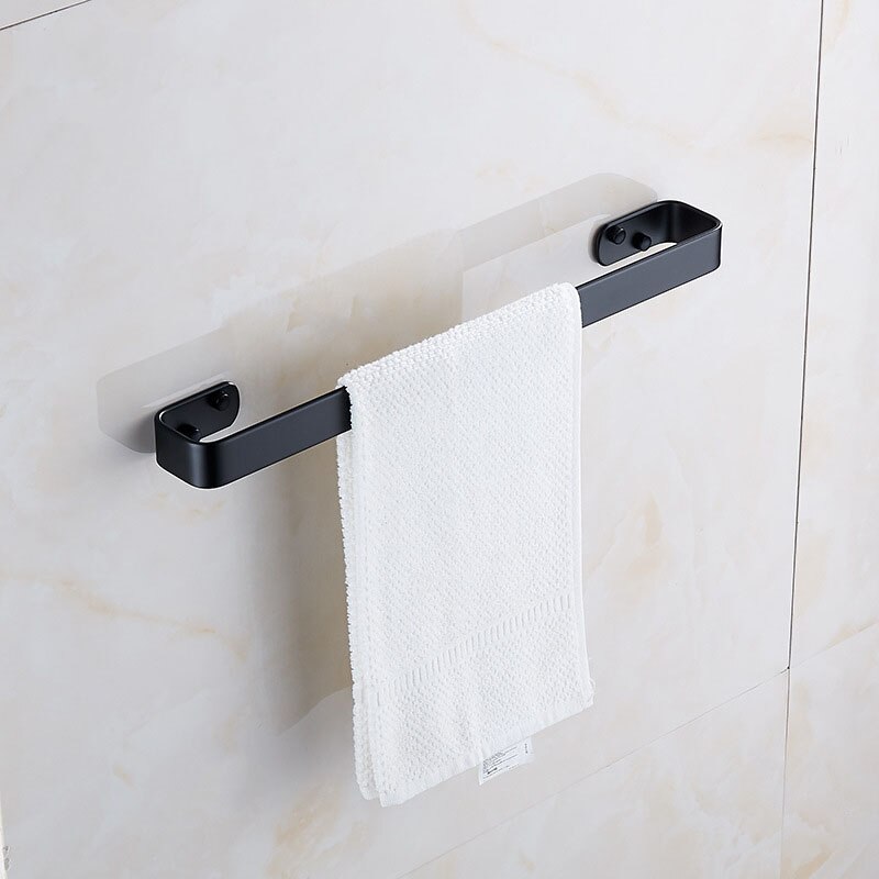 Europæisk håndklædestang sort plads aluminium vægmonteret enkelt vægbeslag vaskerum håndklædestativ hængende holder hotel badeværelse håndklæde