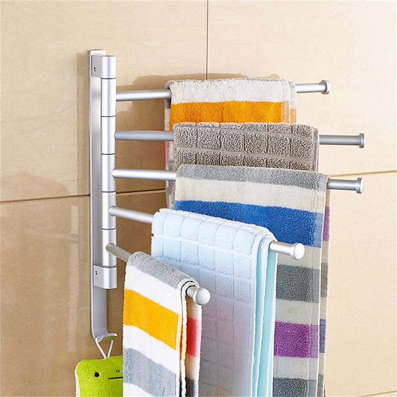 Badkamer Handdoekenrek Draaibare Handdoek Houder Ruimte Aluminium 2/3/4/5-Bar Handdoek Hanger Keuken Plank Papier opknoping Muur Gemonteerd