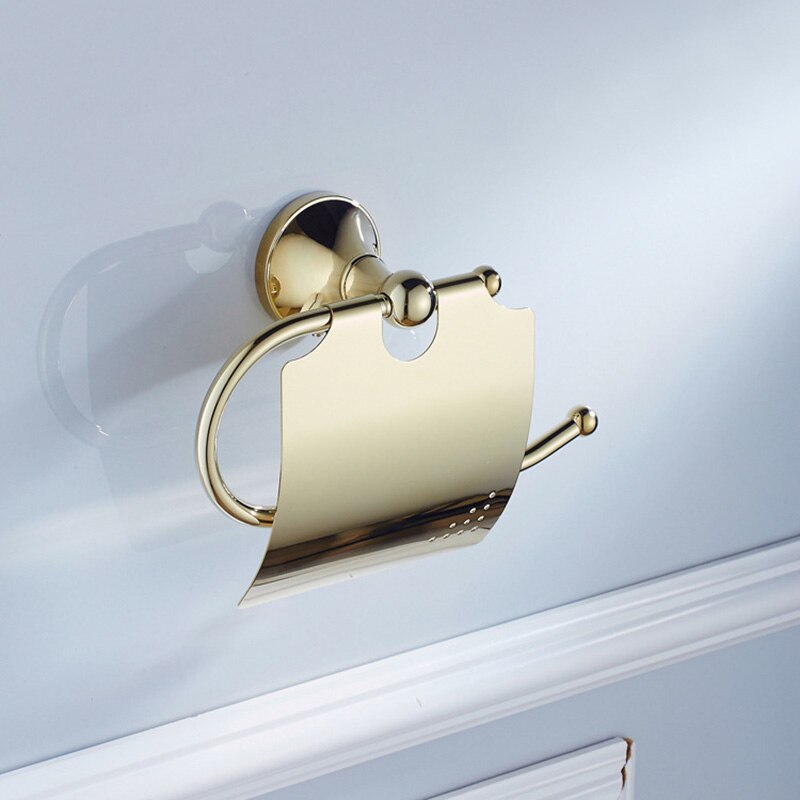 Antique Toilet Roll Holder Bronze White WC Tissue Paper Towel Holders Cover Chrome Brass Bathroom Hardware Gold WC Paper Hanger: Gold