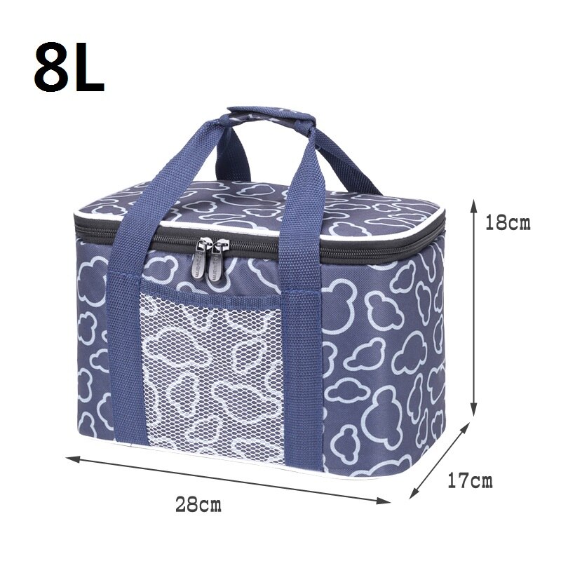 Brand Thicken Oxford Waterproof Small Thermal Food Portable Picnic Cooler Bag For Kids: 8L Navy