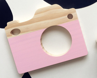 Söta träkamera leksaker dekor barn inredning trä prydnad barn pedagogisk säker naturlig leksak fotografering prop bäst: Rosa