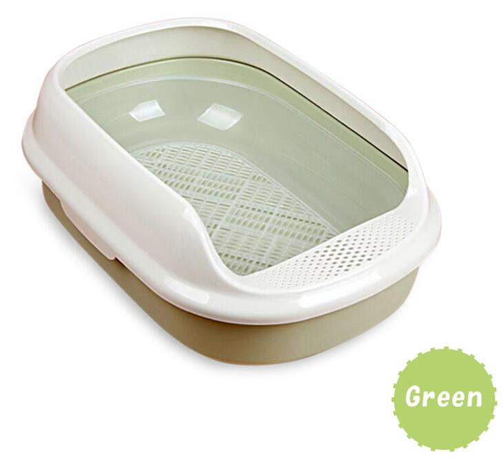 Cat Litter Box Cat Toilet 2or3Layer Pine Litter Bedpans Semi-Closed Anti-splashing Cat Pot Crystal Sand/bentonite/tofu available: Light Green / S(2 layer NO grid)