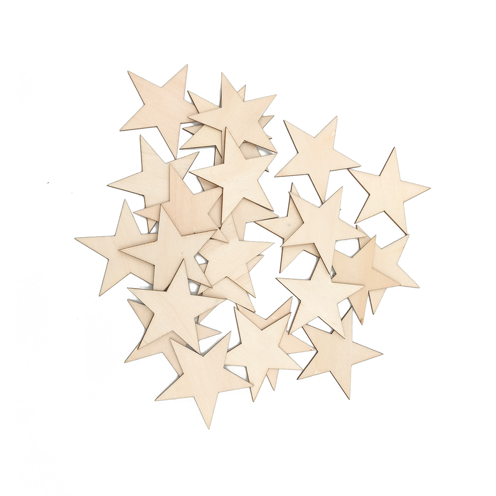 10pcs 80mm 3.14inch Big Size Wooden Star Wooden Accessories Wooden Craft Supplies Christmas Star Cutout Shape Photo Props