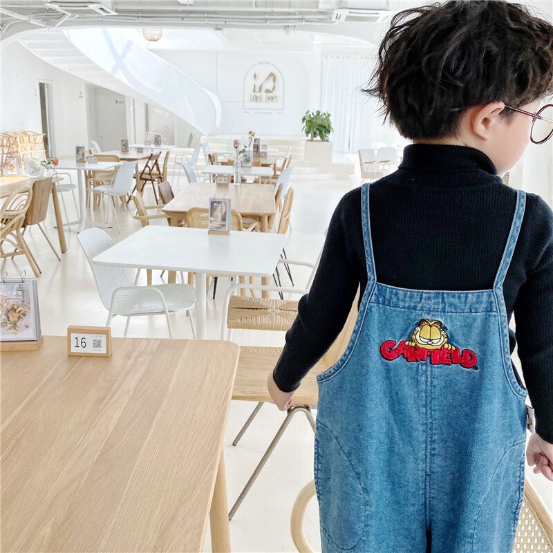 EnkeliBB Super Cute di Alta Qualità Per Bambini Fionda Tute E Salopette Autunno Denim Complessivi Per Il Bambino Ragazzo e Ragazza Cartton Ricamo Abbigliamento