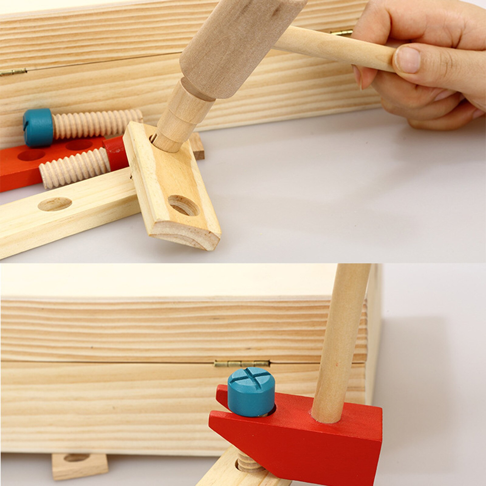 Children Diy Portable Multifunctional Wooden Simulation Toolbox Set Combination Explore Science Early Educational Play House