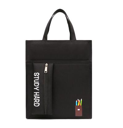 Students' Tutorial Bags A4 Canvas Waterproof Hand Bag Pencilbag Large Capacity Schoolbag Office School Supplies: 6