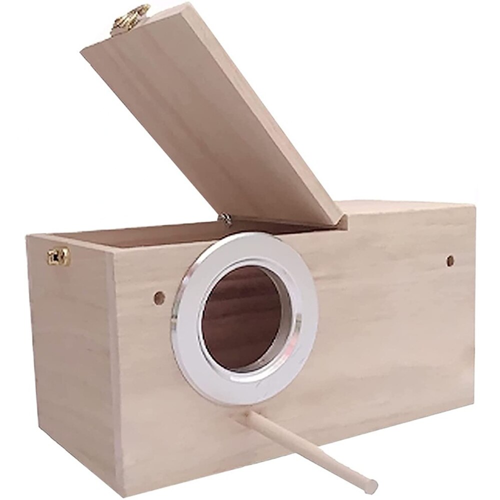 Parakeet Nest Box Bird Cage with Natural Pine Wood Bird Nest Breeding Box Cage for Budgie Cockatiel Conure Parrot Bird Egg Nest: Default Title