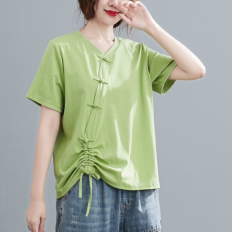 Ladies Chinese Tops Summer Top Women Retro Oblique Shirt Qipao Cheongsam Top Tea Chinese Style Clothing Women KK4219: 3 / XL