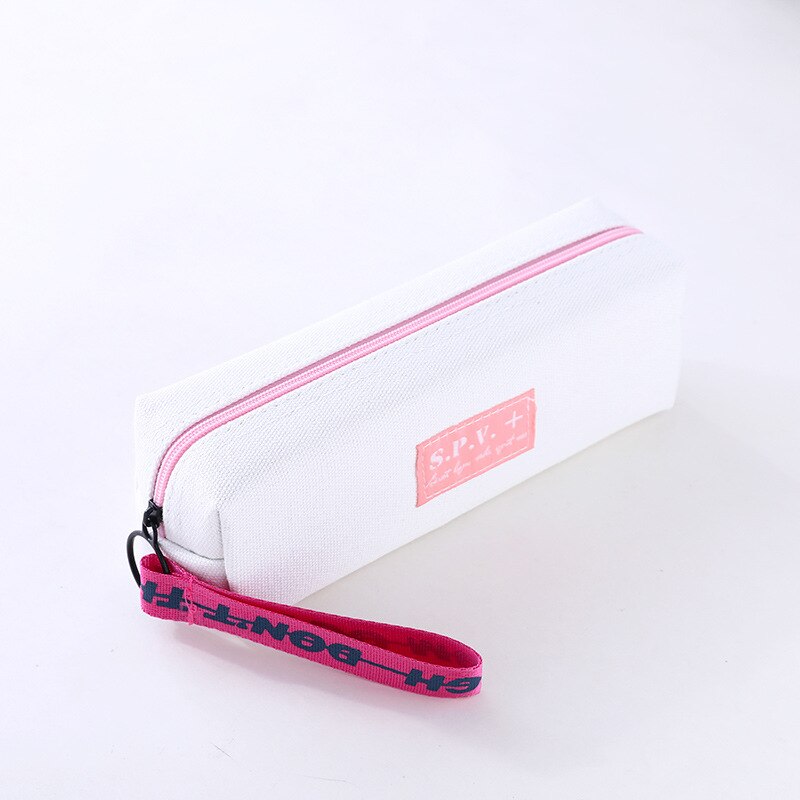 Creatieve Etui Gevallen Eenvoudig Stijl Rits Zakken Pen Houders Schoolbenodigdheden Briefpapier Kantoor Voor Jongens Of Meisjes: Creamy White