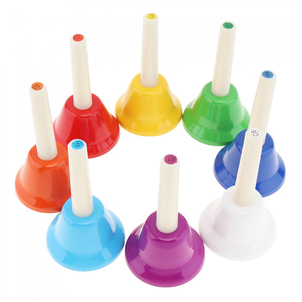 8pcs Colorful Musical Instrment Hand Bell 8-Note Musical Toy for Children Baby Kids Early Education