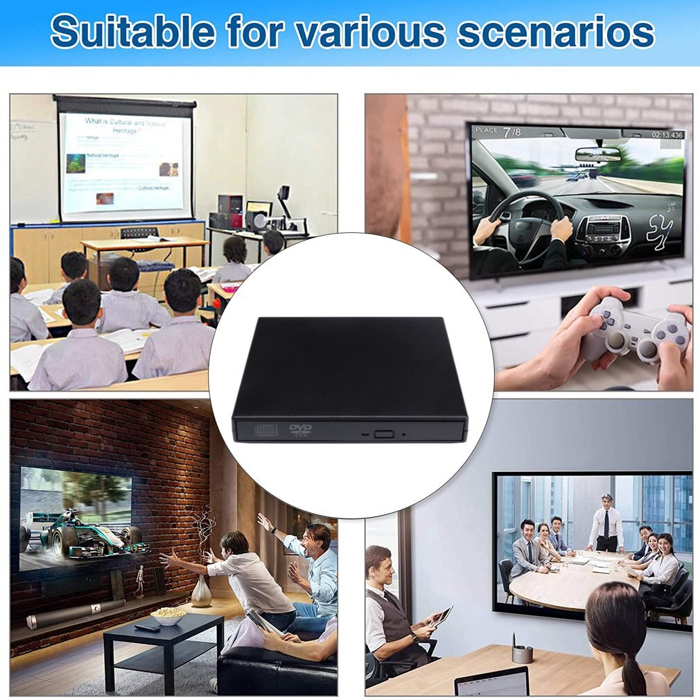 USB 2.0 DVD-ROM Burner Drive CD RW CD-ROM Player External DVD Optical Drive Recorder Portable For Mac Laptop Desktop Computer PC