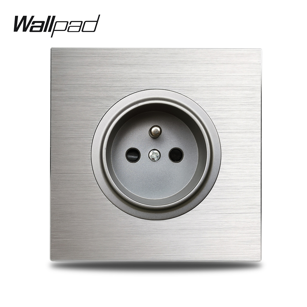Wallpad Geborsteld Zilver Mat Grijs EU Stopcontact Aluminium Metalen Paneel 1 2 3 4 5 Berichten Stopcontact Nieuw: Type5