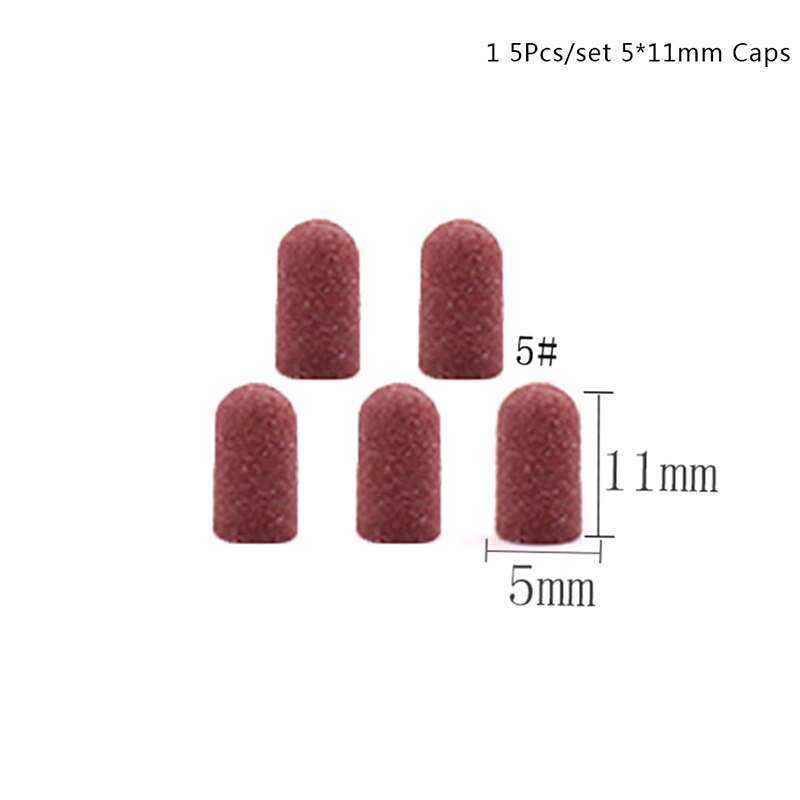 1/5pcs/set Bit Manicure Tool Nail Sanding Caps Rubber Grip Pedicure Polishing Sand Block Electric Drill Accessories: 1