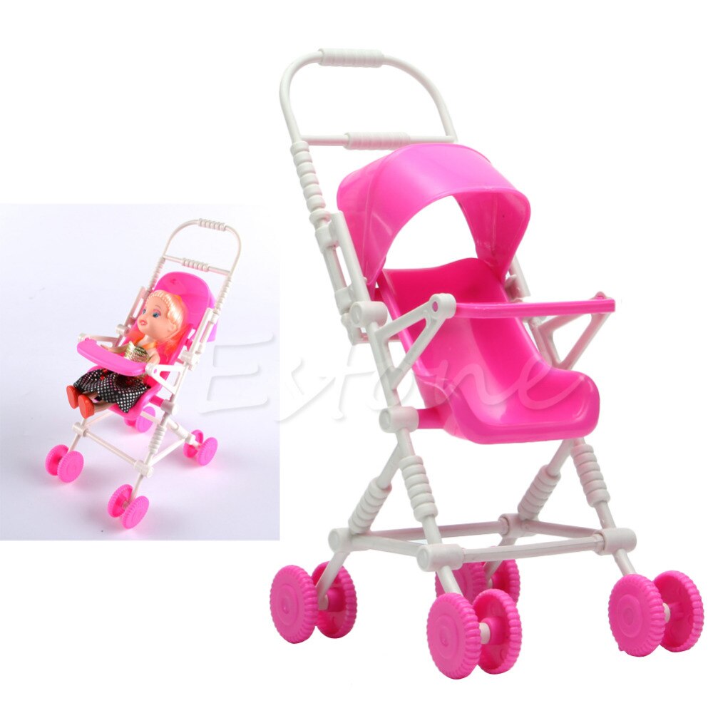 1pc Top Brand Assembly Baby Stroller Trolley Nursery Furniture Toys For Doll Pink