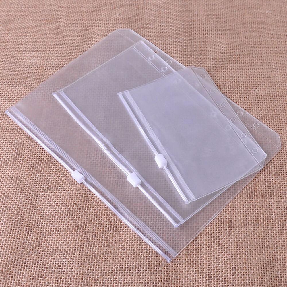 File Organizer Storage Folder Standard Transparent PVC Loose Leaf Pouch with Self-Styled Zipper Filing Binder Document
