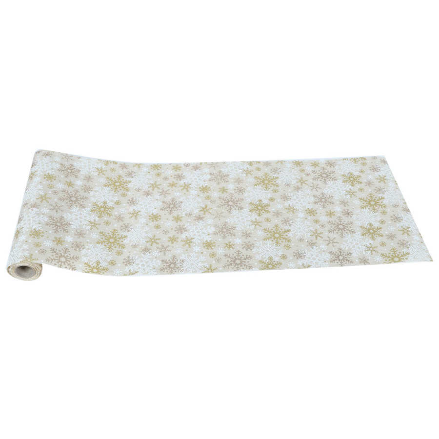 Household Table Runner Table Cover for Living Room Kitchen: B beige snowflake